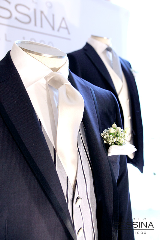 nodo cravatta abito prfili raso blu colore perfetto Paolo Pessina Wedding